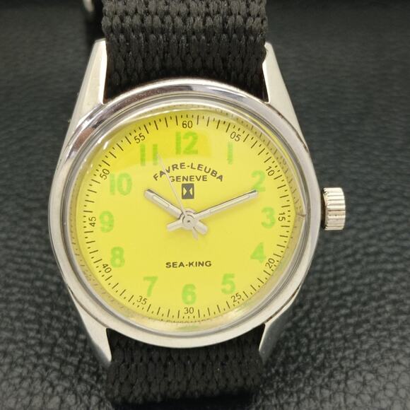 Vintage 1980 Favre Leuba Manual Mens Silver Watch W/Nato Strap - Picture 4 of 8